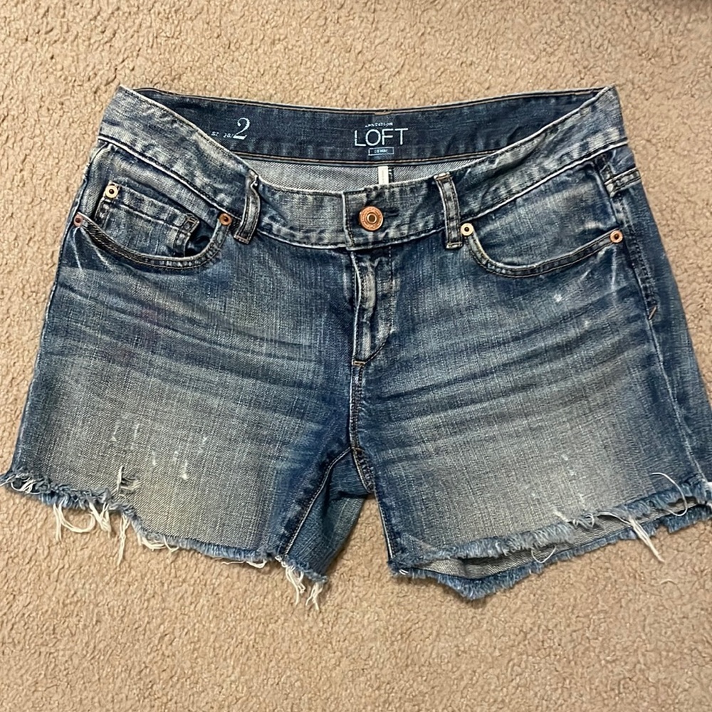 Ann Taylor loft denim frayed shorts